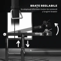 SPORTNOW Bancă pentru Ridicat Greutăți Reglabilă pe Înălțime, Bancă Plată Multifuncțională, 150x150x60-85 cm, Negru(m-5)