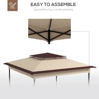 Outsunny Pop up Gazebo Cover, 2-Tier Gazebo Roof Replacement for 3.25m x 3.25m Frame, 30+ UV Protection, Beige(m-6)
