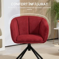 HOMCOM Fotoliu Pivotant la 360°, Fotoliu din Material Textil pentru Living și Birou, 58,5x59x78,5 cm, Roșu(m-5)
