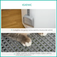 PawHut Litieră Închisă pentru Pisici cu 2 Intrări, cu Tavă și Lopățică, Litieră Acoperită din Plastic, 44x55x39 cm, Alb(m-4)
