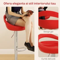 HOMCOM Set 2 Scaune de Bar Rotative cu Suport pentru Picioare și Înălțime Reglabilă, 46x41x76-96 cm, Roșu(m-6)