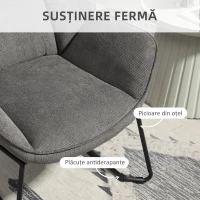 HOMCOM Fotoliu Tapițat cu Brațe Înclinate, Fotoliu din Material Textil Aspect de In și Oțel, 71,5x67x79 cm, Gri(m-6)