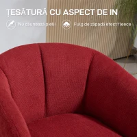 HOMCOM Fotoliu Pivotant la 360°, Fotoliu din Material Textil pentru Living și Birou, 58,5x59x78,5 cm, Roșu(m-6)