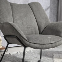 HOMCOM Fotoliu Tapițat cu Brațe Înclinate, Fotoliu din Material Textil Aspect de In și Oțel, 71,5x67x79 cm, Gri(m-7)