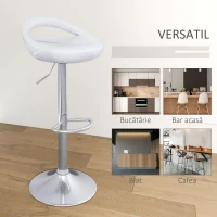 HOMCOM Set 2 Scaune de Bar Rotative cu Suport pentru Picioare și Înălțime Reglabilă, 46x41x76-96 cm, Alb(m-7)