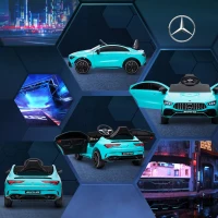 AIYAPLAY Kinder-Elektrische Auto, Afstandsbedienbaar met Trainingswielen, LED-Lichten, Toeter, voor Kinderen van 3-6 Jaar, Lichtblauw(m-9)