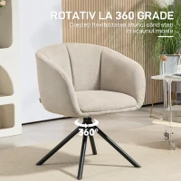HOMCOM Fotoliu Pivotant la 360°, Fotoliu din Material Textil pentru Living și Birou, 58,5x59x78,5 cm, Gri Deschis(m-4)