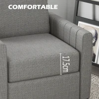 HOMCOM Modern Boxy Linen-Look Armchair - Light Grey(m-5)