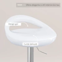HOMCOM Set 2 Scaune de Bar Rotative cu Suport pentru Picioare și Înălțime Reglabilă, 46x41x76-96 cm, Alb(m-6)