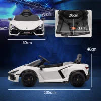 AIYAPLAY Mașinuță Electrică pentru Copii 3-5 Ani cu Uși Tip Fluture, 2 Motoare, Telecomandă, Faruri, 105x60x40 cm, Alb(m-3)