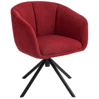 HOMCOM Fotoliu Pivotant la 360°, Fotoliu din Material Textil pentru Living și Birou, 58,5x59x78,5 cm, Roșu(m-10)