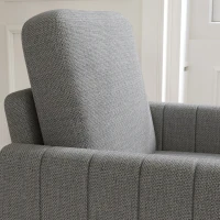 HOMCOM Modern Boxy Linen-Look Armchair - Light Grey(m-9)