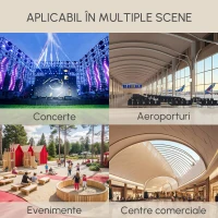 Homcom Coloane Separatoare – Otel Inox Auriu cu Franghie Rosie(m-6)