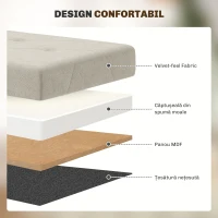 HOMCOM Bancă Ladă de Depozitare Pliabilă, Bancă de Pat cu Capac Căptușit și Înveliș de Catifea, 76x38x38 cm, Crem Alb(m-5)
