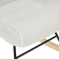 Fauteuil à bascule de loisirs avec dossiers ergonomiques et accoudoirs porteurs, en velours Teddy confortable, Blanc(m-8)