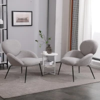 Teddy Chaise de Dressing avec Pieds en Métal, Tissu Doux Rembourré, Accoudoir Caractéristique, Chaise de Loisirs Moderne pour Salon et Chambre, Gris(m-5)