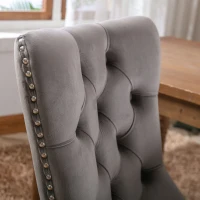 Set of 4 Modern Upholstered Velvet Dining Chairs with Solid Wood Legs and Tufted Backrest, 51L x 63.5W x 98H cm, Grey(m-7)