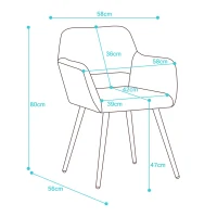Set aus 2 ergonomischen Stühlen, mit Metallbeinen, für Wohnzimmer und Schlafzimmer, 58x56x80 cm, Braun(m-3)