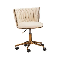 Moderner Homeoffice-Stuhl, Verstellbar und drehbar, Stabil und bequem, 54,1x57,9x77,9 cm, Beige(m-2)