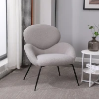 Teddy Chaise de Dressing avec Pieds en Métal, Tissu Doux Rembourré, Accoudoir Caractéristique, Chaise de Loisirs Moderne pour Salon et Chambre, Gris(m-1)