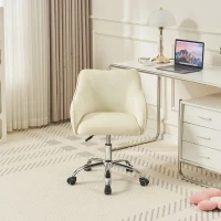 Verstellbarer und drehbarer Stuhl in Samtoptik für Büro und Zuhause, höhenverstellbar, 56x55x83 cm, Beige(m-4)
