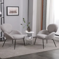 Ankleidestuhl mit samtartigem Bezug und Metallbeinen, moderner Freizeitstuhl für Wohnzimmer und Schlafzimmer, 74,1×77,9×81 cm, Grau(m-4)