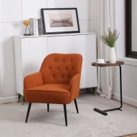 Fauteuil simple rembourré avec pieds en métal, chaise confortable pour la lecture et le café pour salon, chambre et bureau, Orange(m-5)