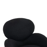 Ankleidestuhl mit samtartigem Bezug und Metallbeinen, moderner Freizeitstuhl für Wohnzimmer und Schlafzimmer, 74,1×77,9×81 cm, Schwarz(m-6)