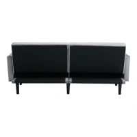 Adjustable Velvet Couch Bed with Storage Pockets, Removable Armrests, Button-Tufted 2 Seater Settee, 191L x 85W x 80H cm, Light Gray(m-12)