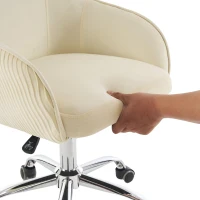 Verstellbarer und drehbarer Stuhl in Samtoptik für Büro und Zuhause, höhenverstellbar, 56x55x83 cm, Beige(m-8)