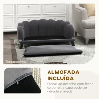 PawHut Sofá para Cães Médios Sofá Cama para Animais de Estimação em Veludo com Pés de Madeira 98,5x60,5x35,5 cm Cinza Escuro(m-7)