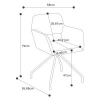 (Ensemble de 2) Chaises de maquillage ergonomiques en similicuir avec pieds en métal, montage facile, Noir(m-3)
