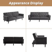 Modern Sofa Couch with Storage Pockets, Removable Armrests, Button-Tufted Recliner Couch, 191L x 85W x 80H cm, Dark Gray(m-6)