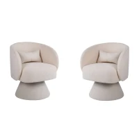 Set aus 2 modernen Freizeit-Stühlen, 360° Drehbar, für Wohn- und Schlafzimmer, Beige(m-1)