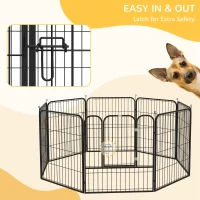 PawHut 8 Panels Heavy Duty Puppy Playpen, for Small and Medium Dogs, Indoor and Outdoor Use - Black(m-6)