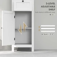 HOMCOM Tall Bathroom Cabinet, Slim Bathroom Storage Cabinet with 2 Open Shelves, Soft Close Door and Drawer, Adjustable Shelf, Narrow Cupboard Storage Unit, White(m-5)