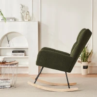 Moderner Schaukelstuhl mit hoher Rückenlehne und Armlehnen, bequemer samtartiger Stoff, geeignet für Wohnzimmer, Schlafzimmer und Innenhöfe, 62,9x95,7x90,9cm, Grün(m-5)