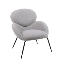 Teddy Chaise de Dressing avec Pieds en Métal, Tissu Doux Rembourré, Accoudoir Caractéristique, Chaise de Loisirs Moderne pour Salon et Chambre, Gris(m-2)