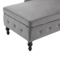 Luxious Designed Velvet Chaise Sofa Bed with Storage, Rectangle Cushion, Button-Tufted Lounge Chair for Bedroom, 144L x 62W x 69H cm, Grey(m-11)