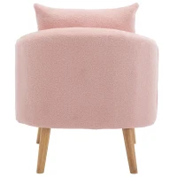 Teddy Velvet Armchair with Extra Thick Cushion, Solid Wood Legs, Modern Cozy Lounge Chair for Living Room, 72L x 71W x 79H cm, Pink(m-13)
