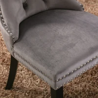 Modern Velvet Dining Chairs Set of 6 with Wooden Legs, Tufted Backrest, Accent Chairs for Dining Room, Living Room, 51L x 63.5W x 98H cm, Grey(m-9)