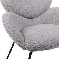 Ankleidestuhl mit samtartigem Bezug und Metallbeinen, moderner Freizeitstuhl für Wohnzimmer und Schlafzimmer, 74,1×77,9×81 cm, Grau(m-7)