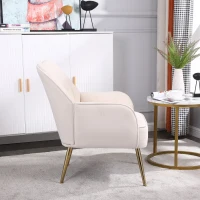 Freizeitstuhl mit Bezug in Samtoptik, Ergonomisches Design, 64x72,8x77,9 cm, Beige(m-5)