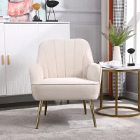 Fauteuil de loisirs moderne en velours, Design ergonomique, Montage facile, Beige(m-4)