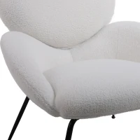 Ankleidestuhl mit samtartigem Bezug und Metallbeinen, moderner Freizeitstuhl für Wohnzimmer und Schlafzimmer, 74,1×77,9×81 cm, Weiß(m-7)