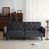Modern Sofa Couch with Storage Pockets, Removable Armrests, Button-Tufted Recliner Couch, 191L x 85W x 80H cm, Dark Gray(m-1)