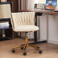 Moderner Homeoffice-Stuhl, Verstellbar und drehbar, Stabil und bequem, 54,1x57,9x77,9 cm, Beige(m-1)