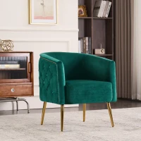 Chaise seau confortable avec décorations de boutons, Vert foncé(m-1)