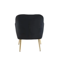 Freizeitstuhl mit Bezug in Samtoptik im 2er-Set, Ergonomisches Design, 64x72,8x77,9 cm, Schwarz(m-12)