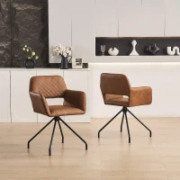 (Lot de 2) Chaise de maquillage ergonomique en simili cuir, chaise de salle à manger, fauteuil, facile à assembler, Marron(m-4)